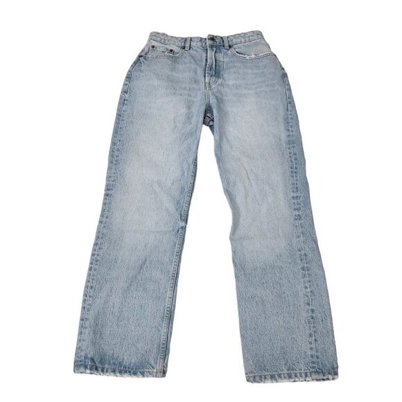 Zara Jeans 4 High Rise Tapered Straight Leg Blue Button Fly Boho 90s Pockets - Picture 1 of 11